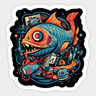 Mutant Robotic Fish doodle classic tshirt Sticker